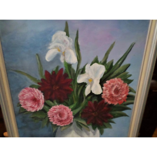 Mid-Century Modern Mid 20th Century Still Life Vase of Flowers Oil Painting, Framed For Sale - Image 3 of 10