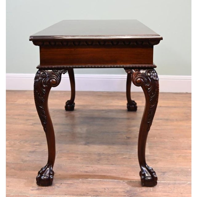 Wood Chippendale Revival Console Tables in Mahogany, 1890, Set of 2 For Sale - Image 7 of 8