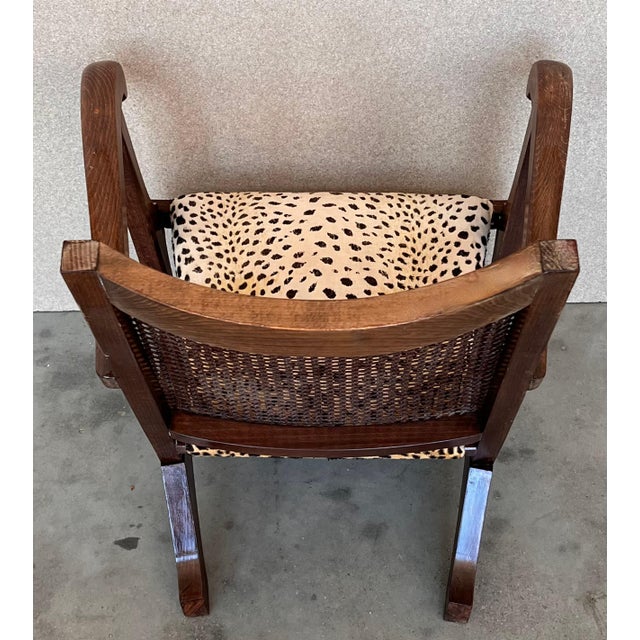 Wood Pair of Mid 20th Century Walnut, Caned Back Fireplace Low Armchairs For Sale - Image 7 of 18