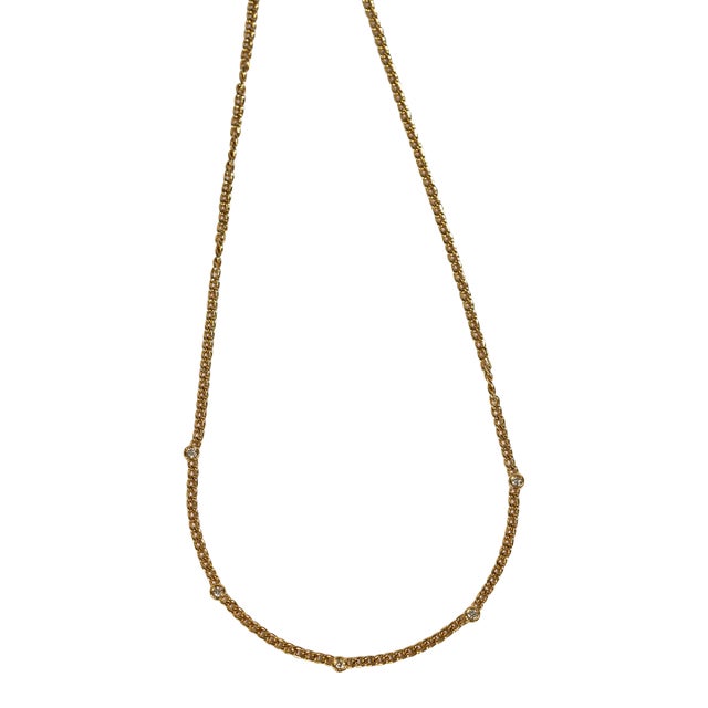 Not Yet Made - Made To Order Rocks With Soul Skinny Cuban Chain With 5 Bezel Set Diamonds For Sale - Image 5 of 5