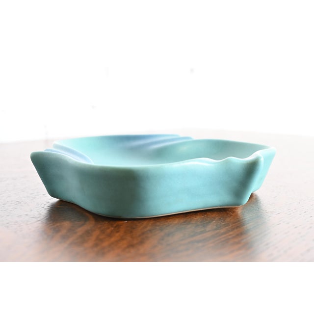 Van Briggle Van Briggle Arts & Crafts Turquoise Glazed Ceramic Tray or Catchall For Sale - Image 4 of 12