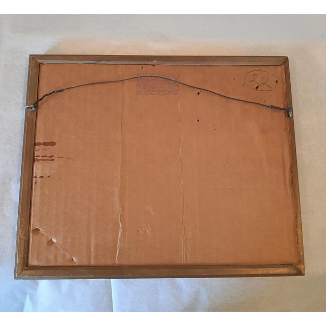 Nautical Vintage Framed Watercolor Boats Dock Painting Signed For Sale - Image 3 of 6