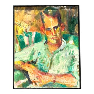 Vintage Original Portrait of Sour Faced Man For Sale