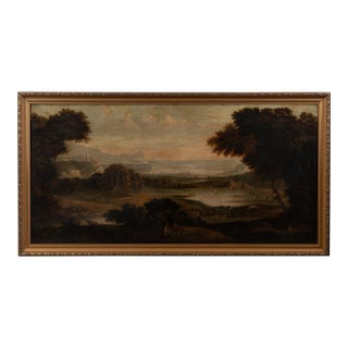 18th-Century Original Italian Landscape Oil on Canvas Painting For Sale