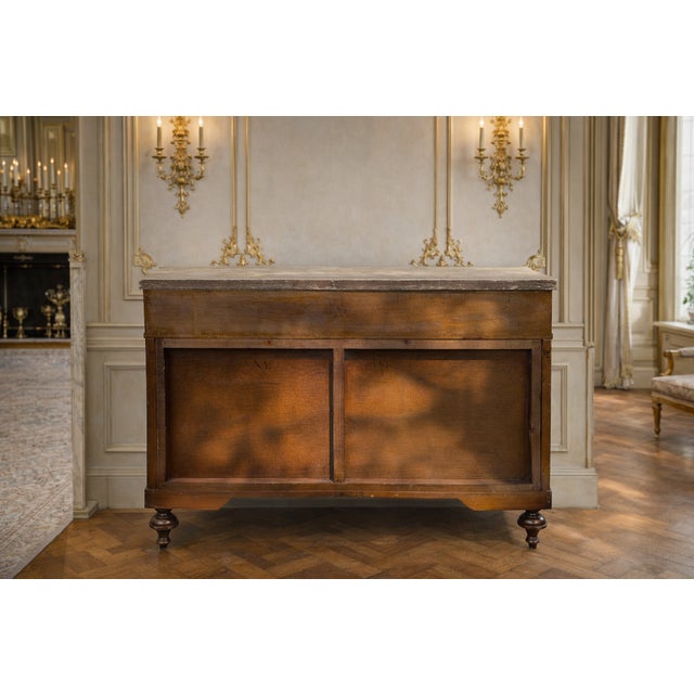 1880 French Louis XVI Mahogany Marble Bahut Cabinet For Sale - Image 11 of 14