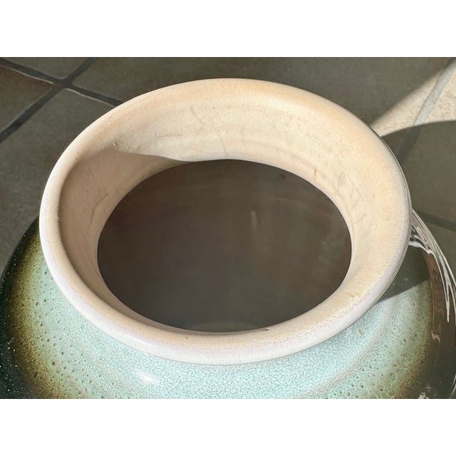 Sculptural Celadon and Iron Oxide Glazed Ceramic Art Vase by Martha Katzer for Karlsruher Majolika, Germany, 1940s For Sale - Image 11 of 15