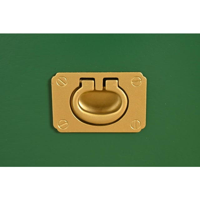 Green Thomasville Mid-Century Hollywood Regency Campaign Green Lacquered Bar Cabinets, Newly Refinished For Sale - Image 8 of 13