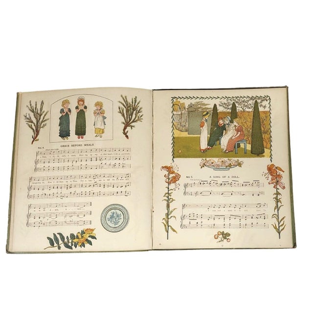 Antique Kate Greenaway a Day in a Child's Life Book Stunning Illustrations Songs Children's For Sale - Image 10 of 11