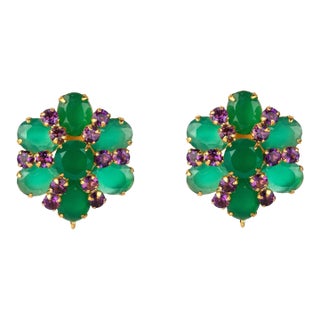 Marcela Studs in Green, a pair For Sale