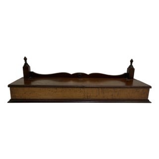Antique Mahogany Wood Dresser Box - Serpentine Crest & Finials - 28” English For Sale