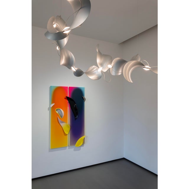 Dune 10 Curve Chandelier with Silver Anodized Shades by Daniel Becker for Moss Objects For Sale - Image 11 of 17