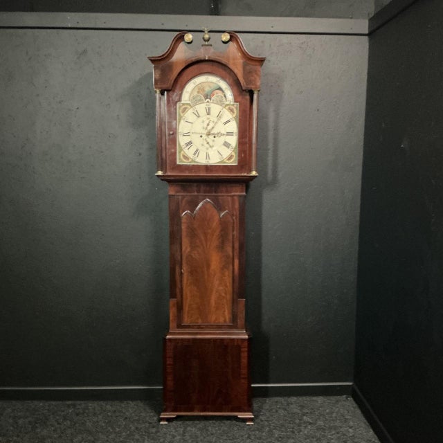 Wood Georgian Mahogany Cased Rolling Moon Clock, 1800 For Sale - Image 7 of 7