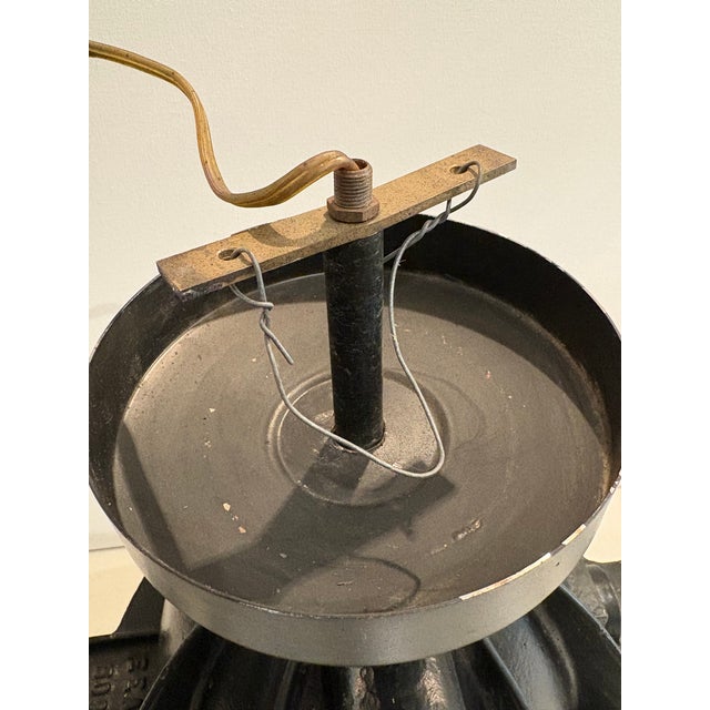 Metal 1950s Large, Heavy Black Mapelec Industrial Ceiling Light For Sale - Image 7 of 7