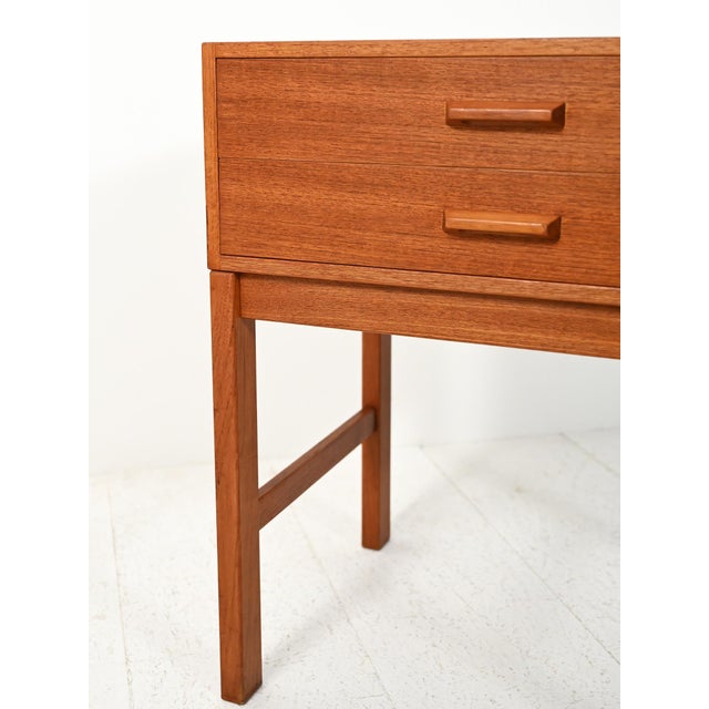 Brown Scandinavian Teak Bedside Table, 1960s For Sale - Image 8 of 12