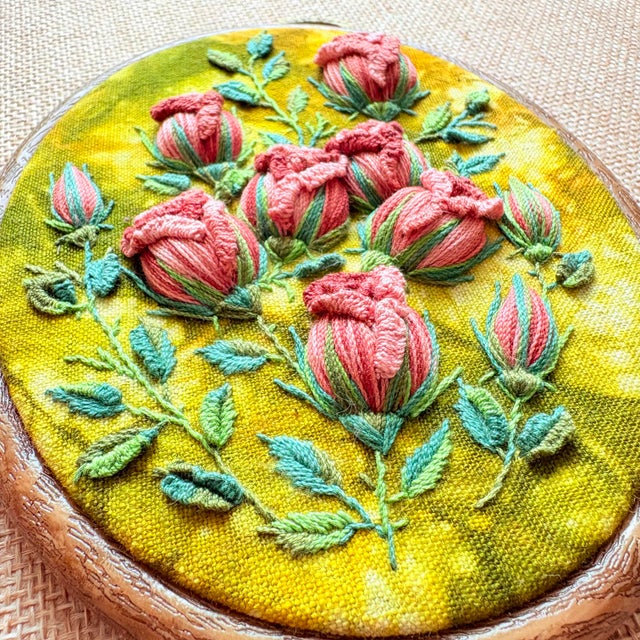 3d Rose Stumpwork Embroidery Art, Framed Botanical Sculpture, Handmade Floral Wall Decor For Sale - Image 11 of 12