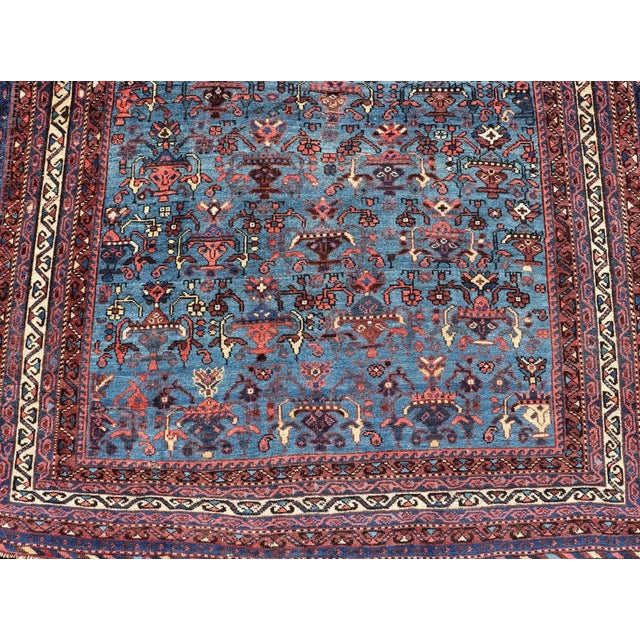 Antique Persian Afshar Rug in Beautiful Blue Background With Tribal Motifs 4'8 X 6'0 For Sale In Atlanta - Image 6 of 11