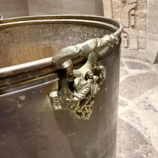 Mid 20th Century Antique Castilian Imports Brass Copper Bucket Jardiniere For Sale - Image 5 of 12