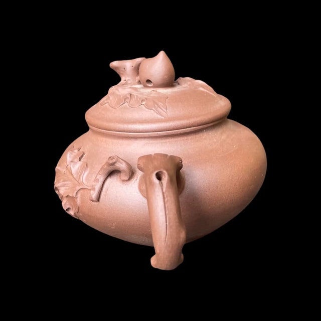 Early 20th Century Antique Chinese Yixing Zisha Pine & Blossoms Tea Pot, Signed For Sale - Image 5 of 10