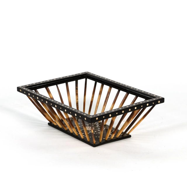 English 1880 Anglo Indian Porcupine Quill and Ebony Basket For Sale - Image 3 of 5