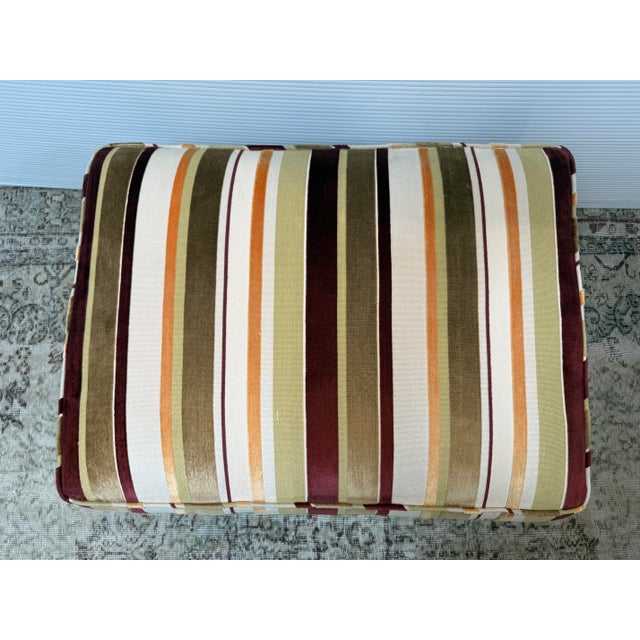 Avocado Donghia Striped Velvet Ottoman, For Sale - Image 8 of 12