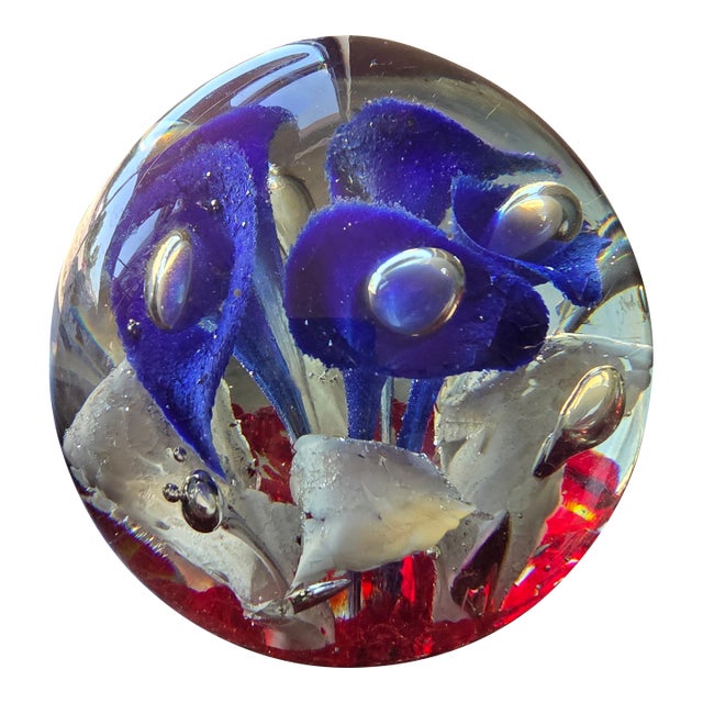 Antique Patriotic Red White and Blue Glass Door Stop For Sale