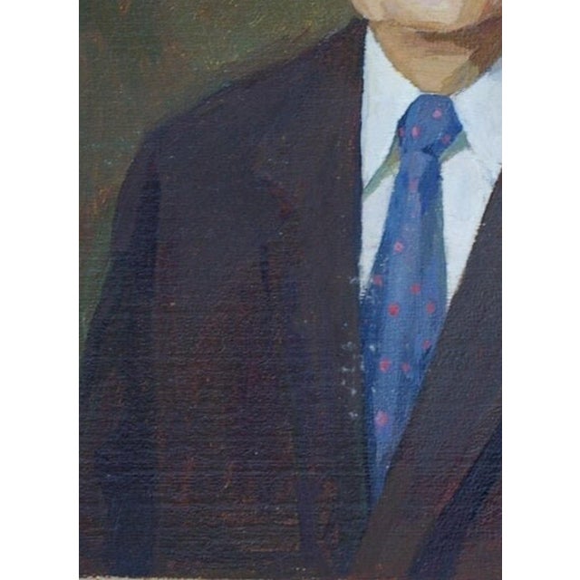 1970s Vintage Male Portrait Oil Painting, Soviet Ukrainian Art on Cardboard 32-24 For Sale - Image 5 of 6
