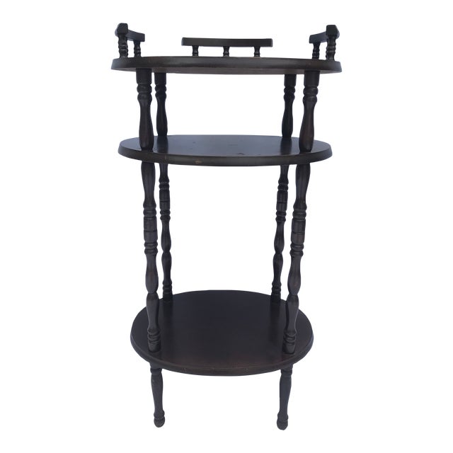 1970s Vintage 3-Tier Telephone Mahogany Table For Sale