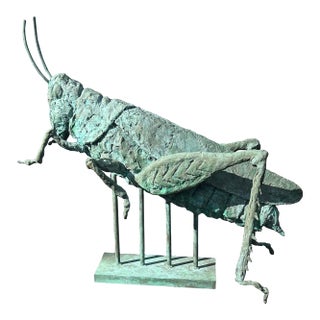 Verdigris Bronze Grasshopper Sculpture for Indoors or the Garden For Sale