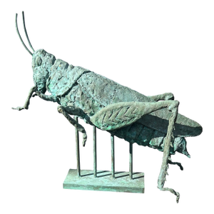 Verdigris Bronze Grasshopper Sculpture for Indoors or the Garden
