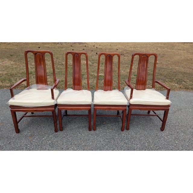 Wood Chinoiserie Asian-Style Rosewood Dining Chair Set of 8 For Sale - Image 7 of 18