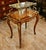 French French-Style Serving Table – Rich Wood Finish, Glass Top & Ornate Gold Leaf Details For Sale - Image 3 of 3