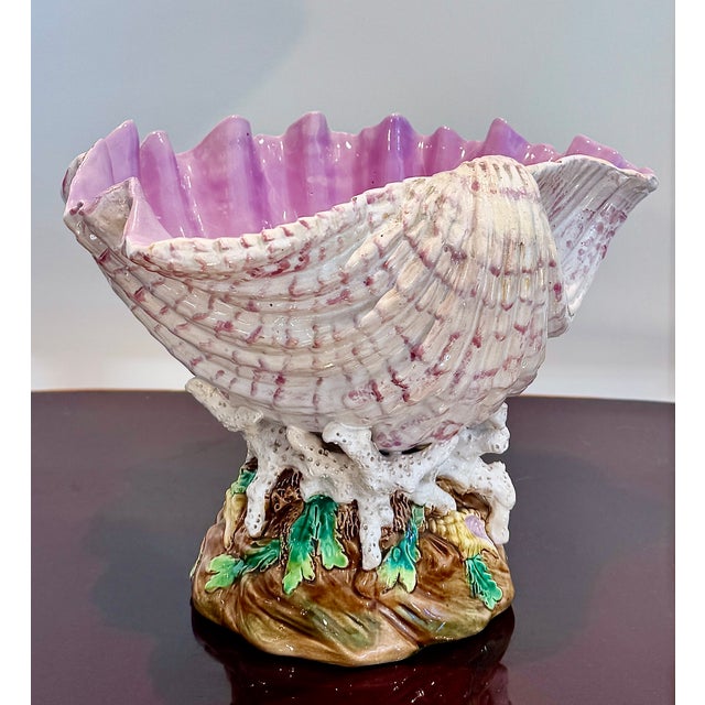Victorian English Majolica Shell Centerpiece Jardinière, George Jones, 19th Century For Sale - Image 3 of 16