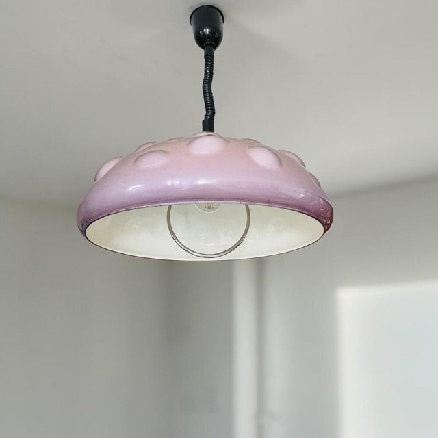 Mushroom Colored Acrylic Retractable Pull Down Dining Room Pendant Lamp, 1970s For Sale - Image 15 of 18