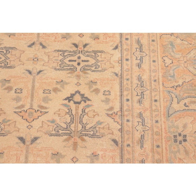 Textile Shabby Chic Tan/Red Wool Rug - 6'2'' X 9'3'' For Sale - Image 7 of 10