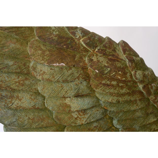 Large Rustic Verdigris Wing Sculpture on Stand For Sale - Image 10 of 12