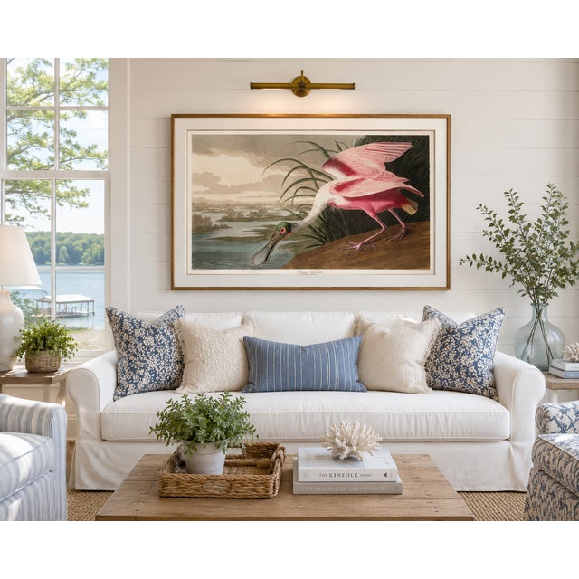 Roseate Spoonbill by John James Audubon, vintage bird illustration from Birds of America (1827), available as a 36" × 24"...