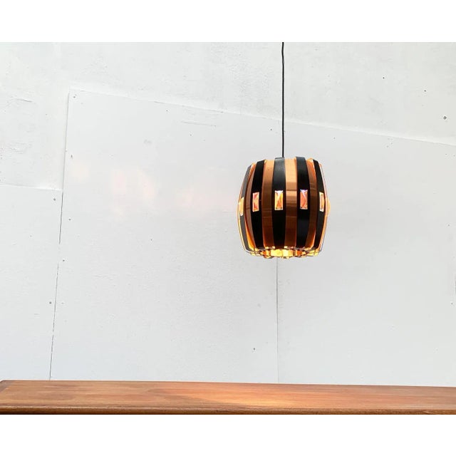 Mid-Century Modern Danish Copper and Black Metal and Prism Pendant Lamp by Werner Schou for Coronell Elektro For Sale - Image 14 of 18
