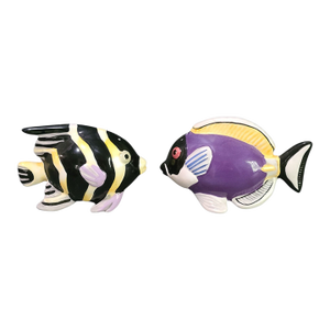 Vintage Sakura Hand Painted Colorful Tropical Fish Salt & Pepper Shakers