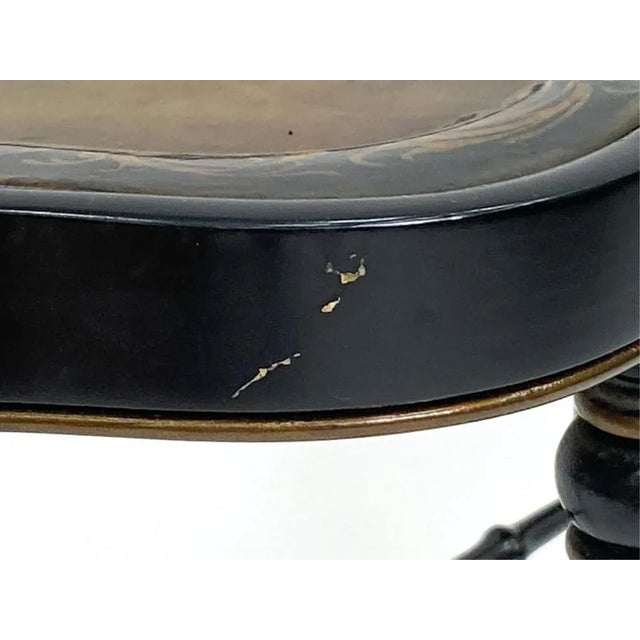 19th Century Hand Painted Tole Tray Top and Bamboo Base Coffee Table For Sale - Image 9 of 12