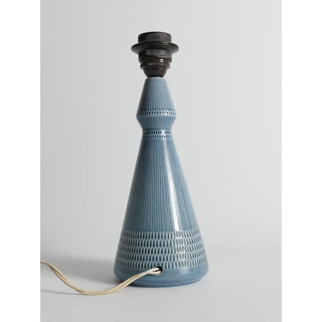1980s Dusty Blue Ceramic Table Lamp from Rörstrand, 1986 For Sale - Image 5 of 12
