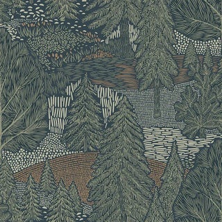 Boråstapeter Northern Forest Wallpaper In Spruce For Sale