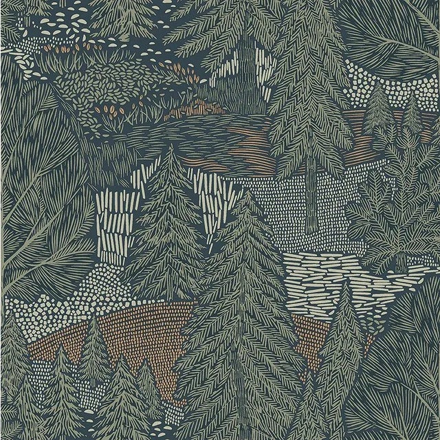 Boråstapeter Northern Forest Wallpaper In Spruce For Sale