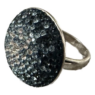 1990s Chelsea Taylor Sterling Silver 925 Pave Cz Ombres Wide Band Ring Size 10 For Sale