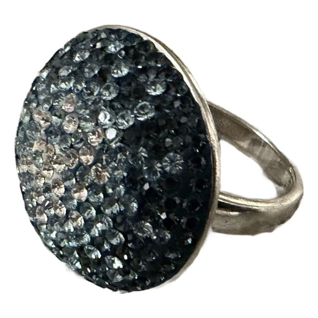 1990s Chelsea Taylor Sterling Silver 925 Pave Cz Ombres Wide Band Ring Size 10 For Sale
