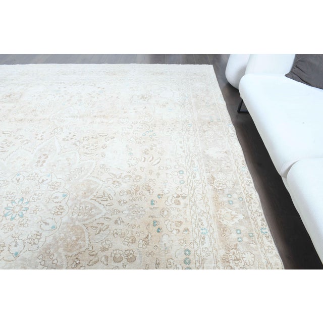 1970s Vintage Persian Handmade Wool Cotton Light Brown Area Rug For Sale In San Francisco - Image 6 of 11