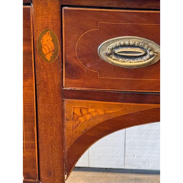 18th Century Serpentine English Mahogany Sideboard With Inlaid Shell Paterae For Sale - Image 11 of 12