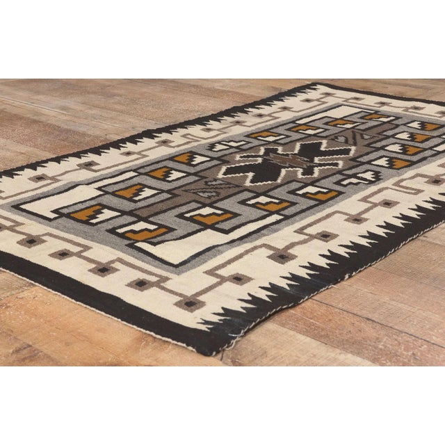 Textile Late 20th Century Vintage Two Grey Hills Navajo Style Rug, 02'11 X 05'00. For Sale - Image 7 of 10