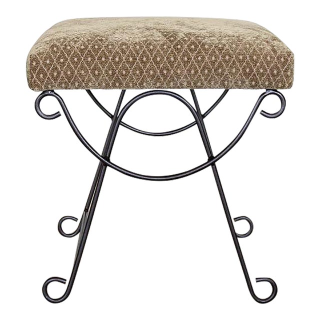 Panoplie Iron Loop Stool, Sage Chenille For Sale