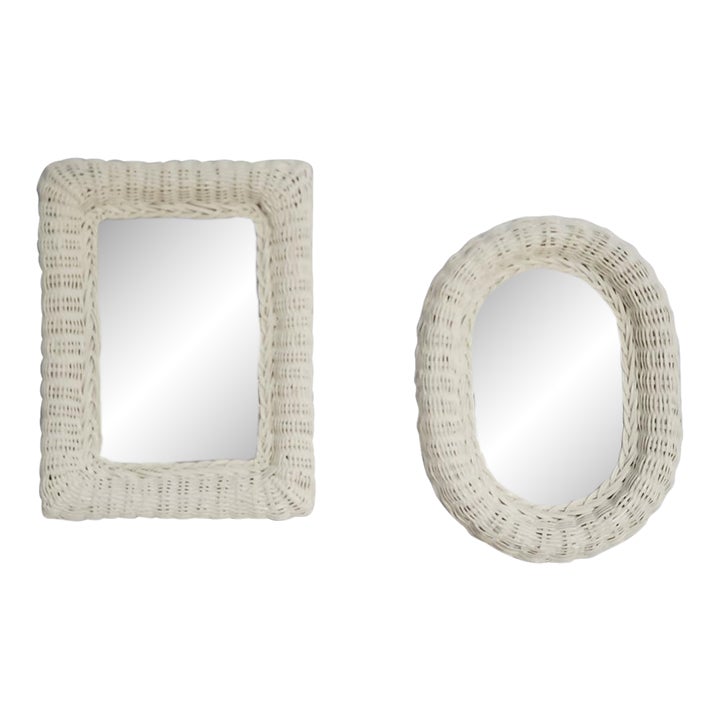 Pair of Vintage Wicker Wall Mirrors Chairish