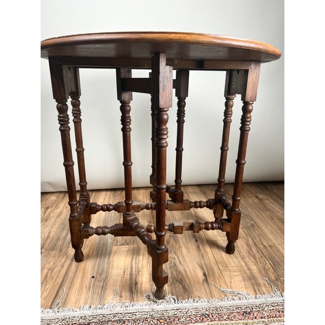 Antique English Oak Carved Gateleg Occasional Table C. Late 19th Century For Sale - Image 9 of 10